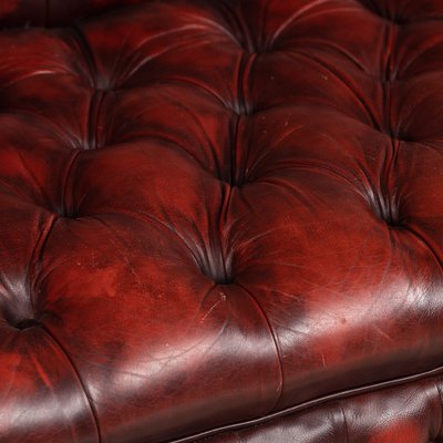 Vintage Red Leather Chesterfield Sofa, Red Leather Tufted Sofa