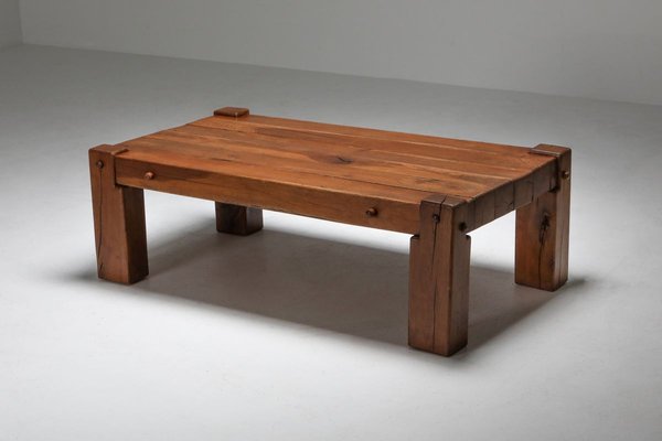 Mid Century Rustic Solid Oak Coffee Table 1960s For Sale At Pamono