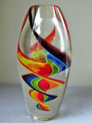 Italian Multi Colored Murano Glass Vase, 1960s for sale at Pamono