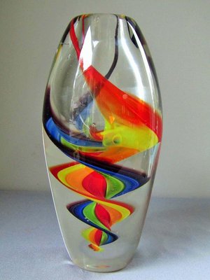 Italian Multi Colored Murano Glass Vase Italian Multi Colored Murano Glass Vase