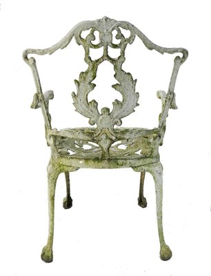 Weathered Cast Iron Patio Garden Chair, Old Cast Iron Garden Chair