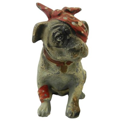 Hand Made Bronze Dog Boxer Pups Terrier Animal Ornament Vintage Statue Sculpture