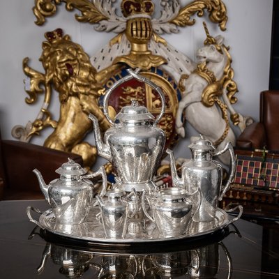 19th Century Victorian English Solid Silver Tea Set from Joseph Albert Horace Ethelbert Savory 1880s Set of 6