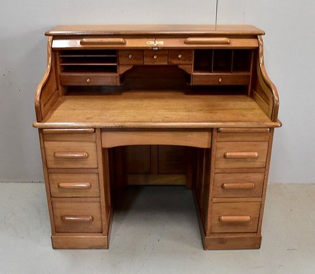 American Solid Blonde Oak Desk 1930s Bei Pamono Kaufen