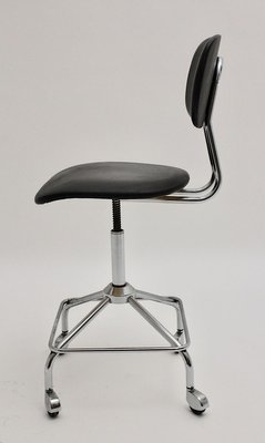 Chromed Black Faux Leather Swivel Chair 1950s For Sale At Pamono