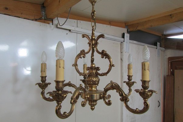Bronze 5 Light Chandelier In Rockery Style 1950s For At Pamono