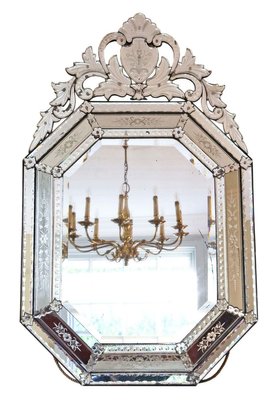 Large Antique Venetian Glass Overmantle, Small Venetian Wall Mirror