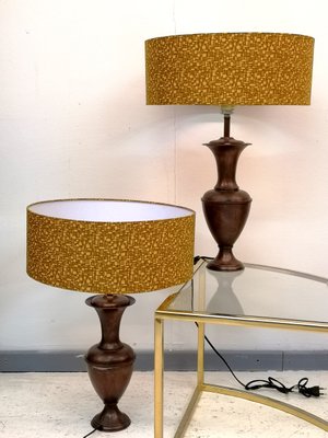 Patinated Copper Table Lamps 1970s, Copper Side Table Lamps
