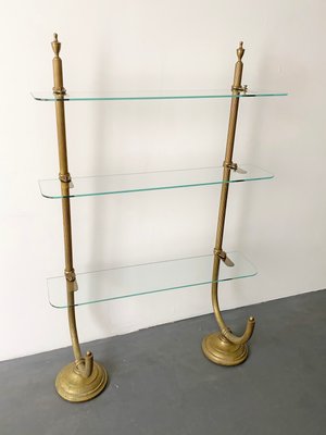 Antique French Brass And Glass Shelf For Sale At Pamono