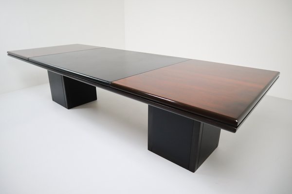 Italian Mahogany And Leather Executive Desk In The Style Of Hans