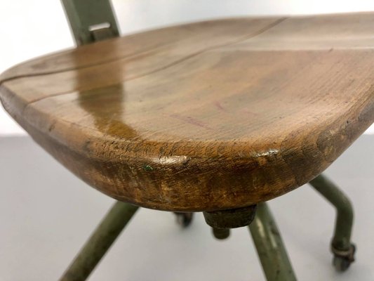 Chaise De Bureau Vintage Industrielle En Fer Et Bois Par Trau Torino 1950s En Vente Sur Pamono