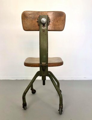 Chaise De Bureau Vintage Industrielle En Fer Et Bois Par Trau Torino 1950s En Vente Sur Pamono