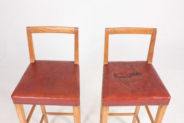 Mid Century Danish Oak Bar Stools 1950s Set Of 2 For Sale At Pamono