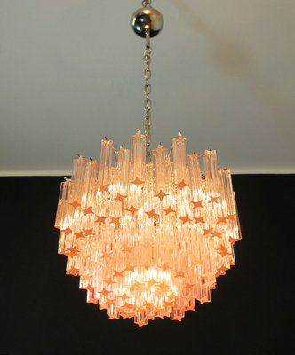 Murano Glass Pink Quadriedri Chandelier from Mazzega, 1980s Murano Glass Pink Quadriedri Chandelier from Mazzega, 1980s