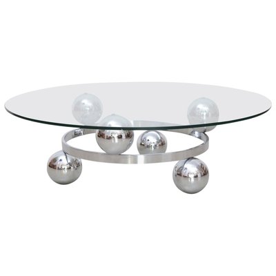 Round Chrome Sputnik Atomic Coffee, Round Glass And Chrome Coffee Table