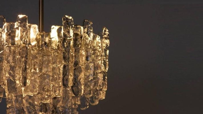 Ice Glass Chandelier by J.T. Kalmar for Kalmar, 1960s Ice Glass Chandelier by J.T. Kalmar for Kalmar, 1960s