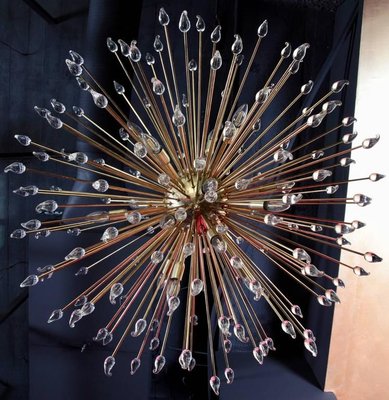Brass Sputnik Chandelier With Murano, Glass Teardrop Sputnik Chandelier