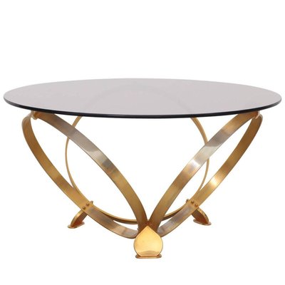 Round Brass Geometric Rings Coffee, Round Brass Coffee Table With Glass Top