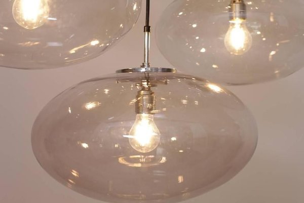 Large Glass Globe Cascade Chandelier from Glash tte Limburg 1960s