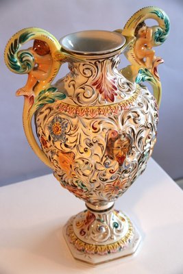 Porcelaine Capodimonte Signature Porcelaine Italienne Grand Vase Amphora Style Rococo Vintage En Porcelaine Par