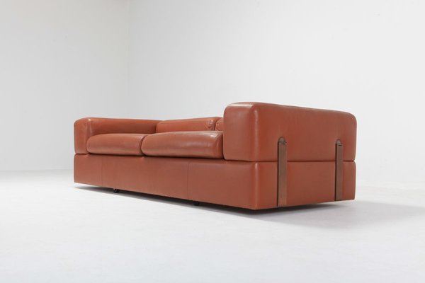 Vintage Minimalist Model 711 Cognac Leather Sofa By Tito Agnoli For Cinova 1960s At Pamono Vintage Minimalist Model 711 Cognac, Minimalist Leather Sofa
