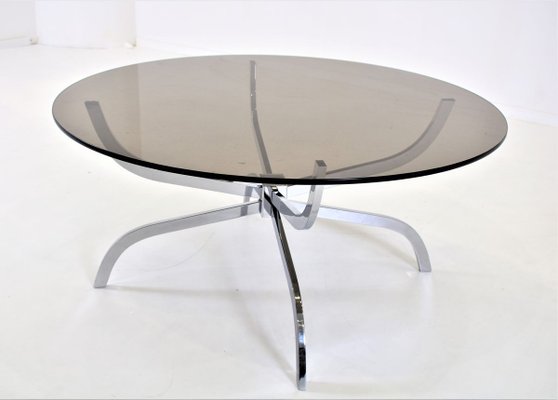 Mid Century Round Spider Coffee Table, Round Glass And Chrome Coffee Table