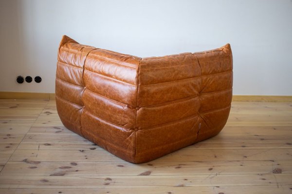 Vintage Pine Leather Togo Corner Sofa By Michel Ducaroy For Ligne Roset For Sale At Pamono