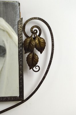 Miroir De Coiffeuse Ancien Atsonea – Cadre Métal Forgé Motif Fleurs – Autoportant