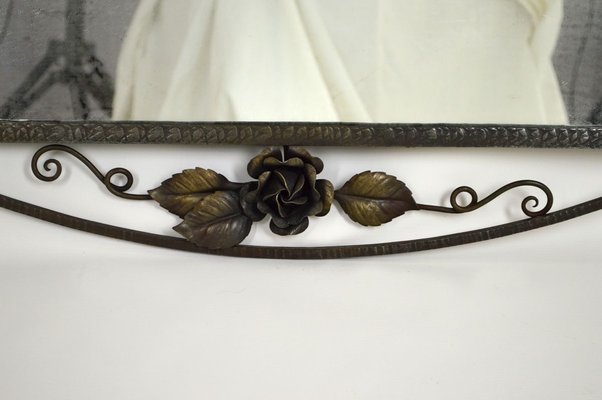 Miroir De Coiffeuse Ancien Atsonea – Cadre Métal Forgé Motif Fleurs – Autoportant