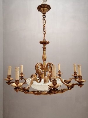 Large Art Deco Bronze 12 Light Chandelier 1940s For At Pamono Large Art Deco Bronze 12 Light, Large 12 Light Chandelier