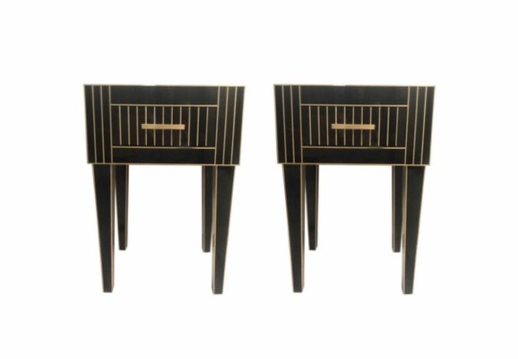 Handmade Black Crystal And Brass Nightstands By Zenza Set Of 2 For Sale At Pamono