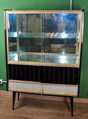 White Formica and Black Display Cabinet 1960s