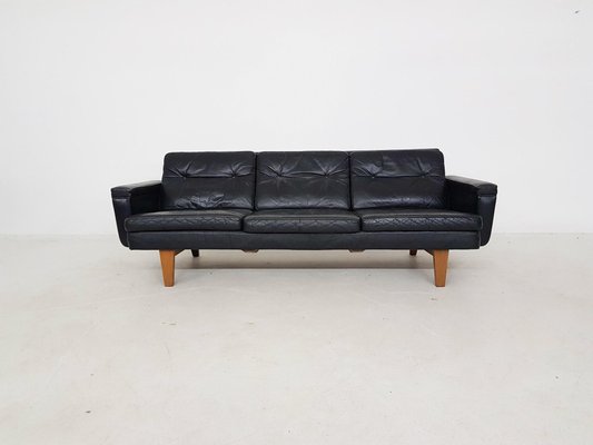 Mid Century Black Leather Sofa By Bovenkamp The Netherlands 1950s For Sale At Pamono