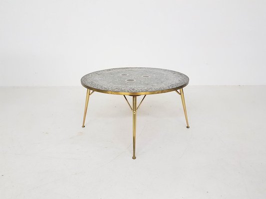 Round Brasosaic Coffee Table By, Round Brass Table