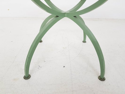 Art Deco Green Round Metal And Glass Side Table France 1930s For Sale At Pamono