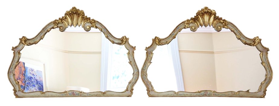 Large Antique 19th Century Gilt Wall, Decorative Wall Mirrors Set Of 2