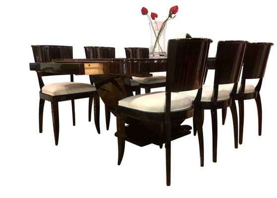 Art Deco Expandable Dining Room Set In Macassar Ebony France 1925 For Sale At Pamono