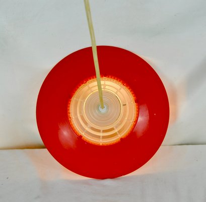 Rote Deckenlampe aus Kunststoff, 1970er Rote Deckenlampe aus Kunststoff, 1970er