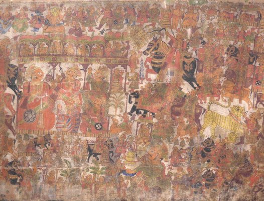 Antikes Orientalisches Und Grosses Gemalde Auf Leinwand Auf Holz Montiert Bei Pamono Kaufen