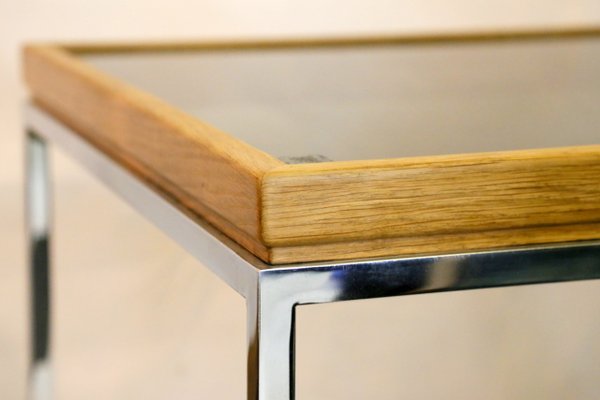 Rectangular Coffee Table With Smoked, Wood Coffee Table Chrome Legs