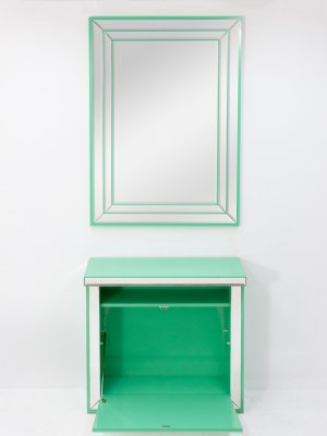 Hollywood Regency Mint Green Console And Mirror Set 1972 Of Mint Green Console And Mirror Set