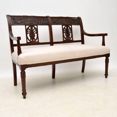 Antique Victorian Carved Mahogany Settee 1860s For At Pamono Antique Victorian Carved Mahogany