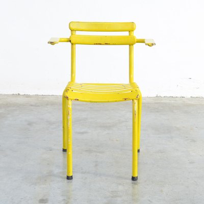 Industrial Yellow Metal Chair 1950s, Yellow Metal Chairs
