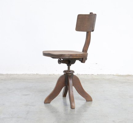 Antique Wooden Desk Chair For At, Antique Wooden Swivel Office Chair