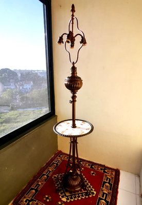 antique floor lamp with table