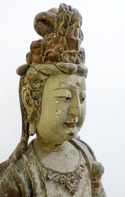 Large Antique Carved Wooden Buddha For Sale At Pamono