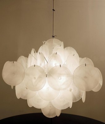Nason Chandelier with Murano Glass Discs, 1960s Nason Chandelier with Murano Glass Discs, 1960s