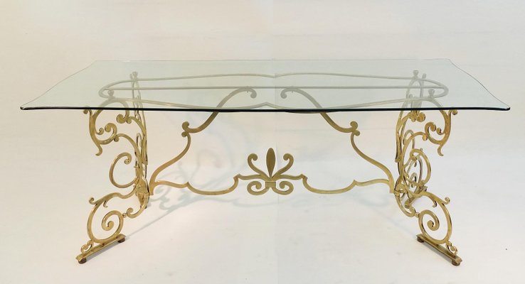 Italian Brass And Glass Console Dining Table 1950s For Sale At Pamono