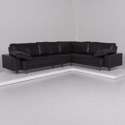 Black Leather Corner Sofa Set And Stool From Brühl Sippold Black Leather Corner Sofa Set And Stool