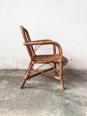 Mid Century Rattan and Bamboo Baby Chair 1950s for sale at Pamono